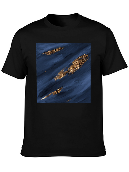 Modern Abstract Art Tee - Navy & Gold