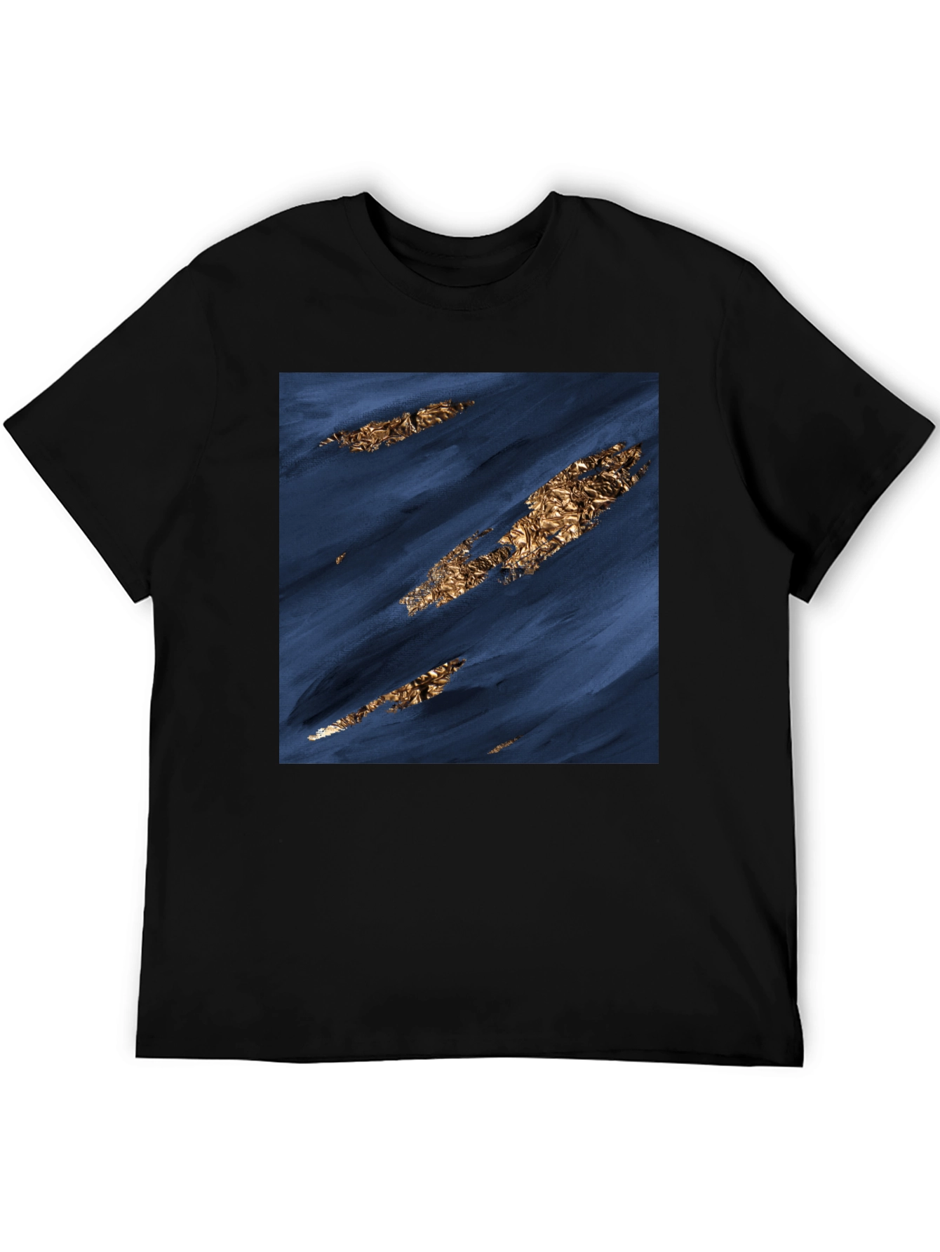 Modern Abstract Art Tee - Navy & Gold