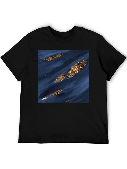 Modern Abstract Art Tee - Navy & Gold
