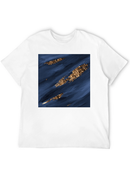 Modern Abstract Art Tee - Navy & Gold