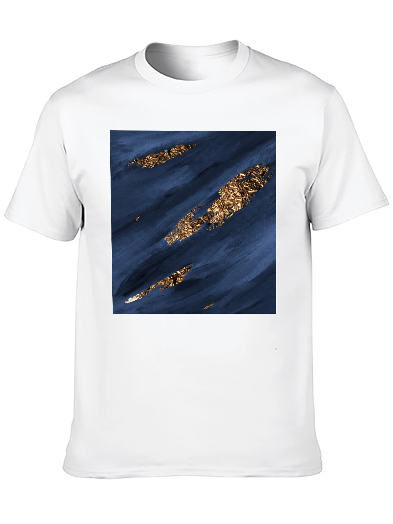 Modern Abstract Art Tee - Navy & Gold