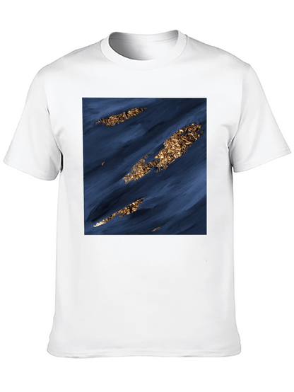Modern Abstract Art Tee - Navy & Gold