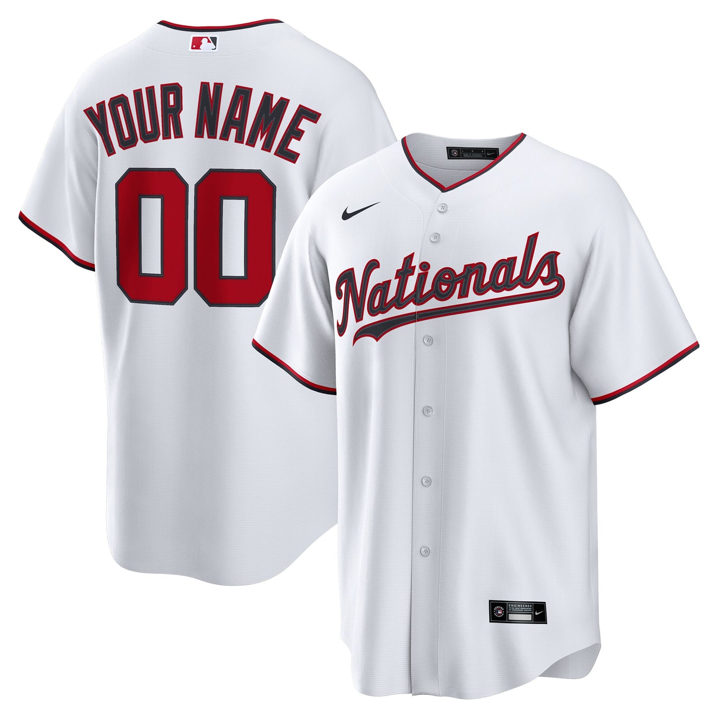 Washington Nationals Nike Home Custom Replica Jersey - White