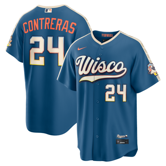 William Contreras Milwaukee Brewers Nike 2026 City Connect Stadium Jersey - Mineral Blue
