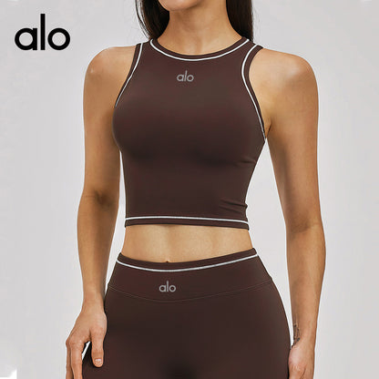 Alo Yoga Nude Feel Sports Bra, Color-block Yoga Bralette, Fitness Running Athletic Tank Top