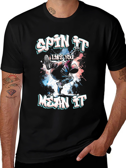 Spin It Like You Mean It Black Graphic Tee