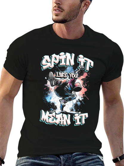 Spin It Like You Mean It Black Graphic Tee