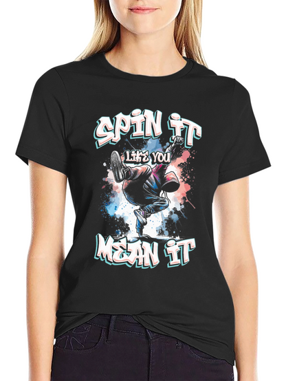 Spin It Like You Mean It Black Graphic Tee
