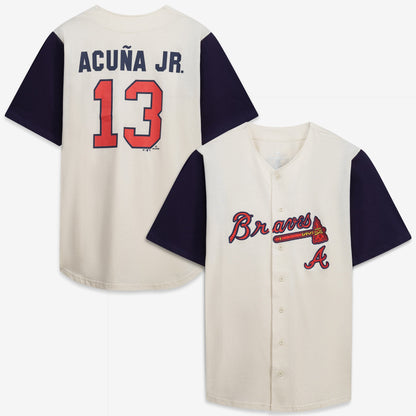 Atlanta Braves Profile Big &amp;amp; Tall Two-Color Fashion Jersey - Cream/Navy