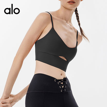 Alo Yoga Bare Skin Beauty Back Yoga Underwear Quick-Drying Fine Shoulder Straps Fitness Exercise Bra Back Cover