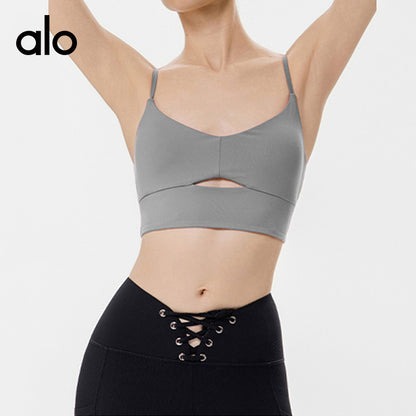 Alo Yoga Bare Skin Beauty Back Yoga Underwear Quick-Drying Fine Shoulder Straps Fitness Exercise Bra Back Cover