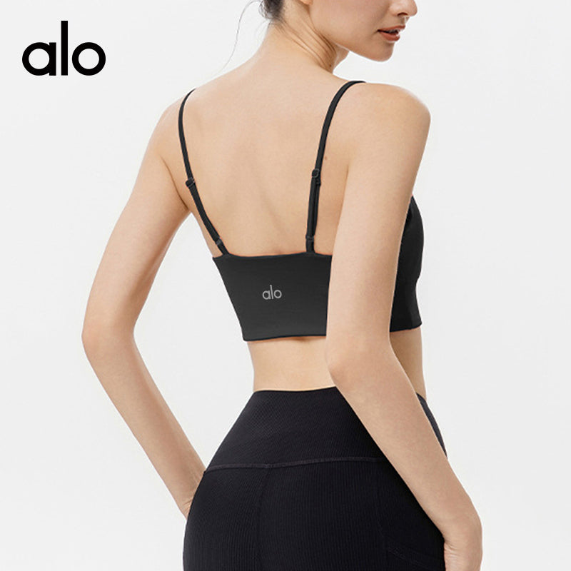 Alo Yoga Bare Skin Beauty Back Yoga Underwear Quick-Drying Fine Shoulder Straps Fitness Exercise Bra Back Cover