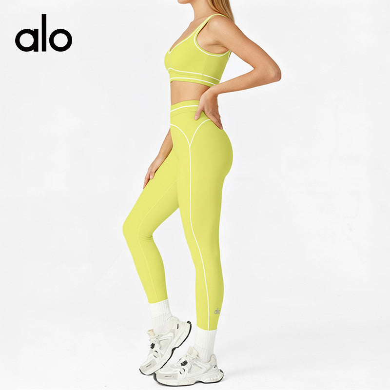 Aloyoga Color-Matching Backless Lingerie High-Waisted Tight Sexy Yoga Set Fitness Yoga Sportswear