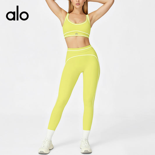 Aloyoga Color-Matching Backless Lingerie High-Waisted Tight Sexy Yoga Set Fitness Yoga Sportswear
