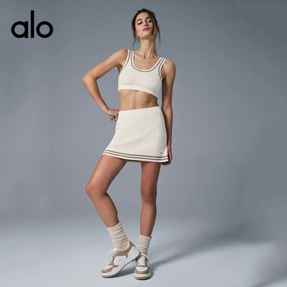Aloyoga Color-Matched Casual Sports Tennis Knitted Sports Tank Top Short Skirt Fitness Set