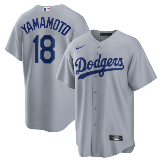 Yoshinobu Yamamoto Los Angeles Dodgers Nike Road Replica Jersey - Gray