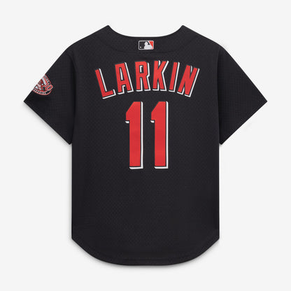 Barry Larkin Cincinnati Reds Mitchell &amp;amp; Ness Cooperstown Collection Mesh Batting Practice Button-Up Jersey - Black