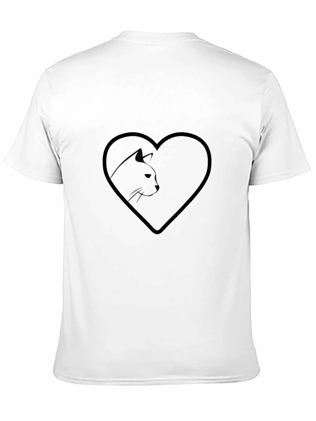 Heart Cat Graphic Tee - Stylish Black T-Shirt