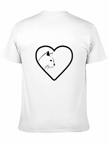Heart Cat Graphic Tee - Stylish Black T-Shirt