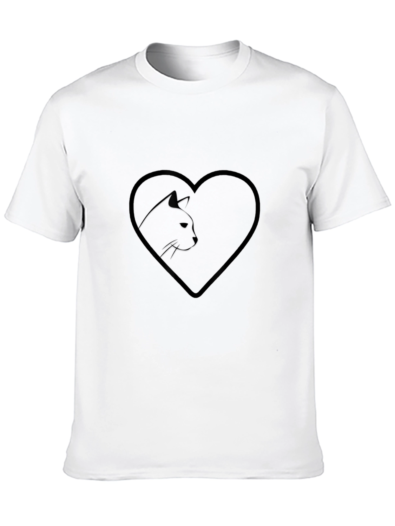 Heart Cat Graphic Tee - Stylish Black T-Shirt