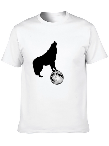 Wolf Howling at Moon Graphic T-Shirt - Black