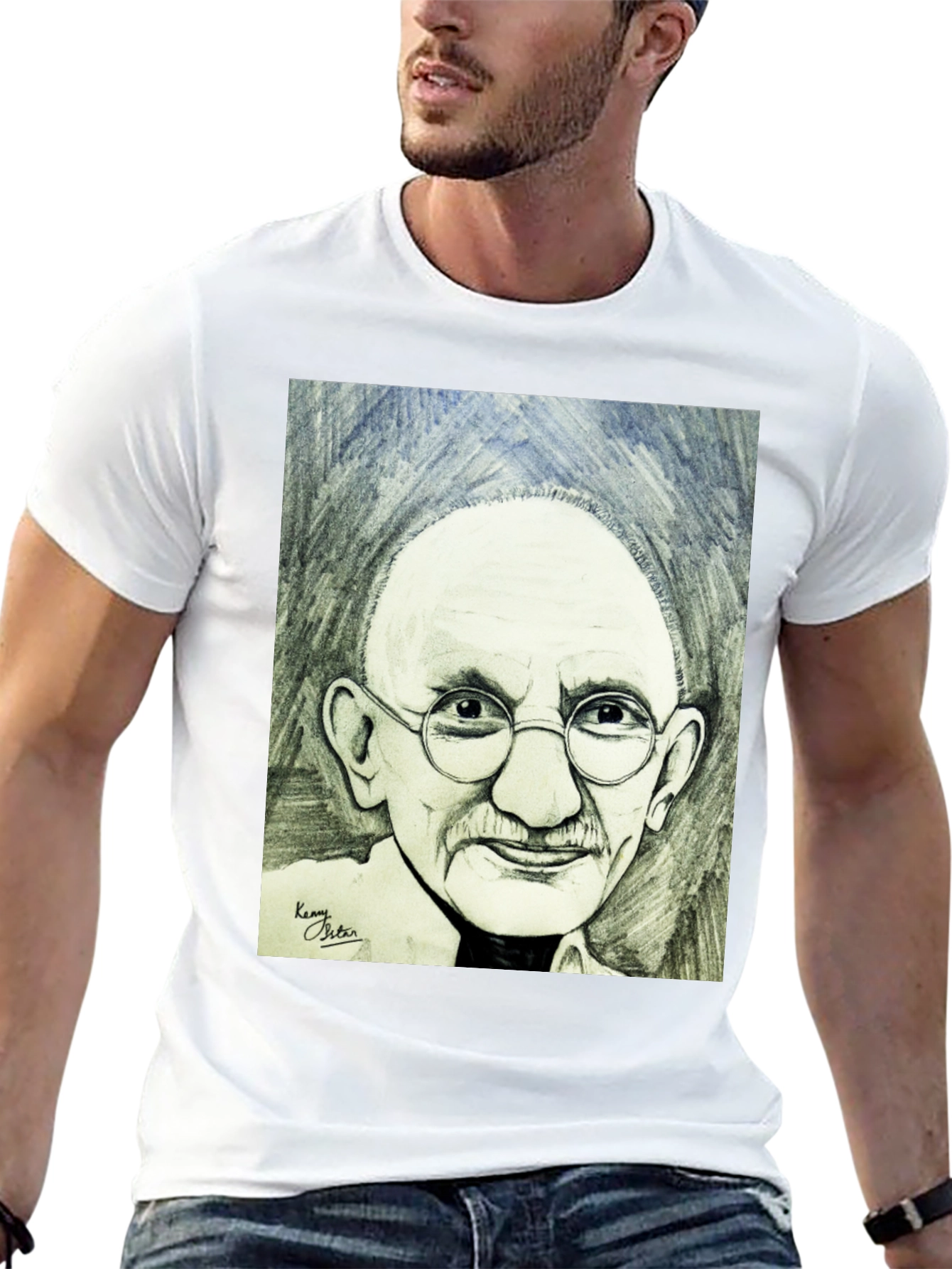 Gandhi Portrait Graphic T-Shirt - Black Cotton Tee