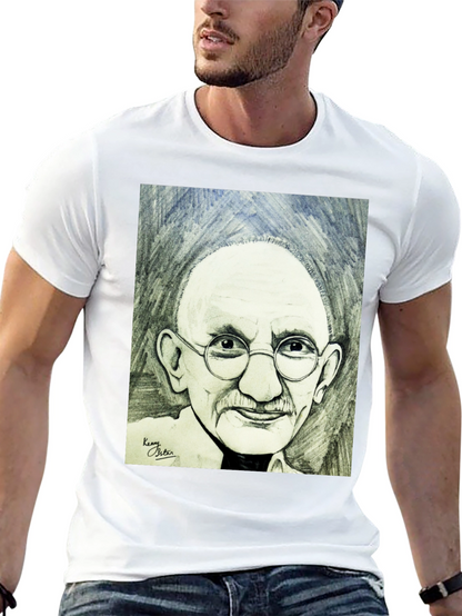 Gandhi Portrait Graphic T-Shirt - Black Cotton Tee