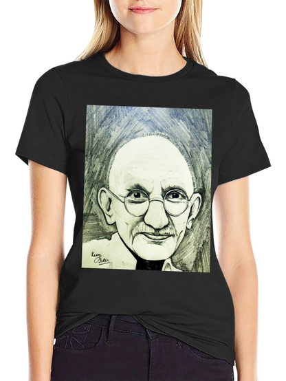 Gandhi Portrait Graphic T-Shirt - Black Cotton Tee