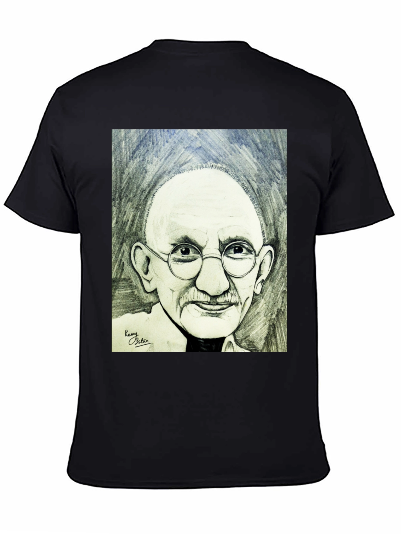 Gandhi Portrait Graphic T-Shirt - Black Cotton Tee