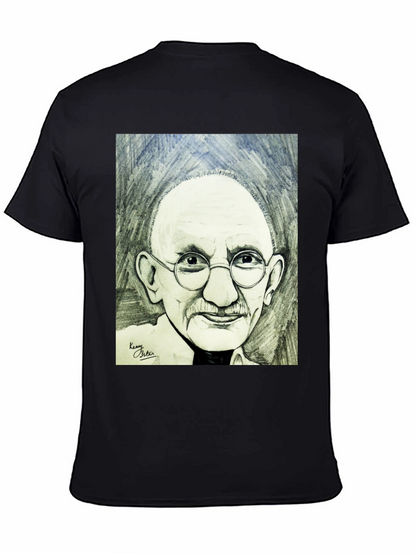 Gandhi Portrait Graphic T-Shirt - Black Cotton Tee