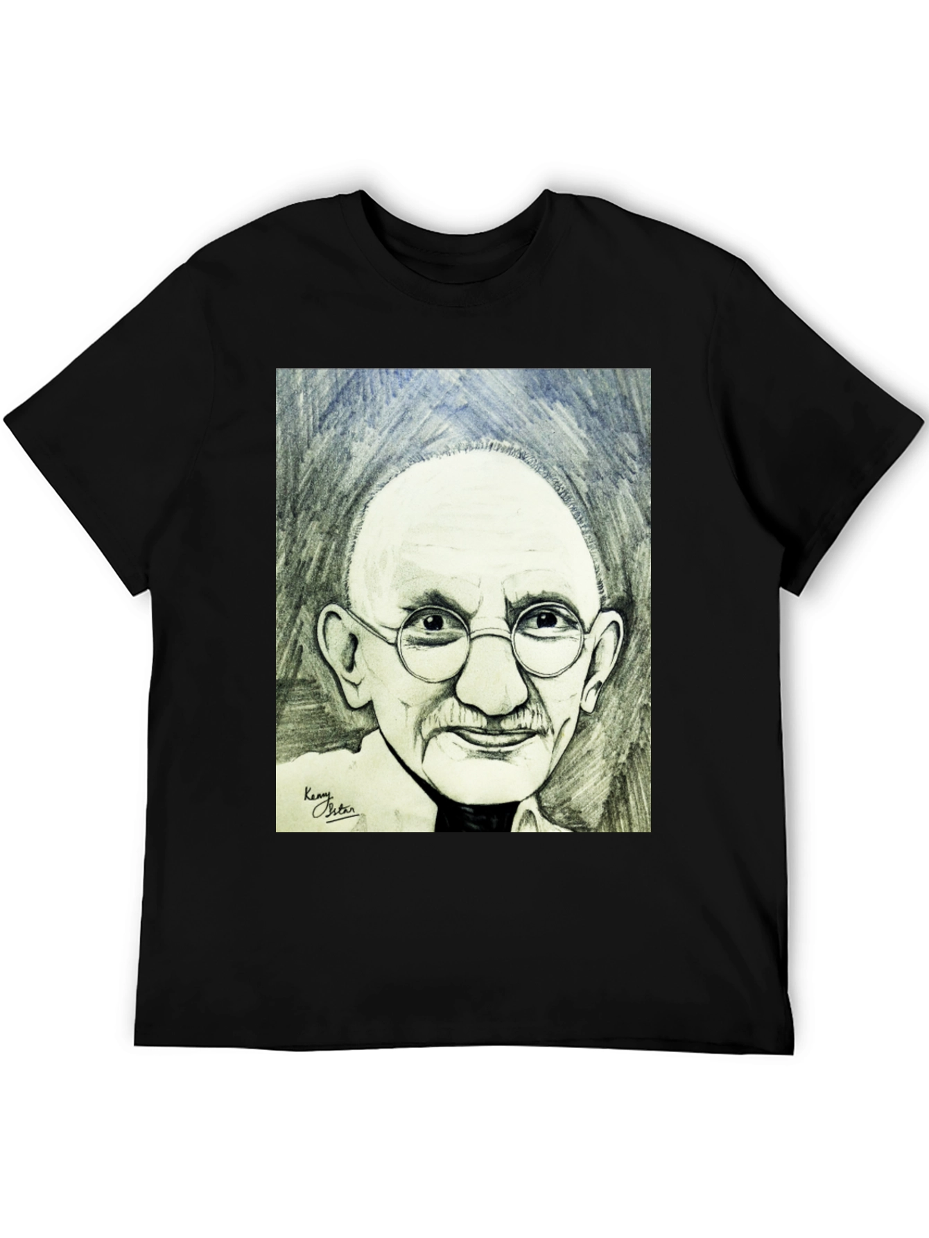Gandhi Portrait Graphic T-Shirt - Black Cotton Tee