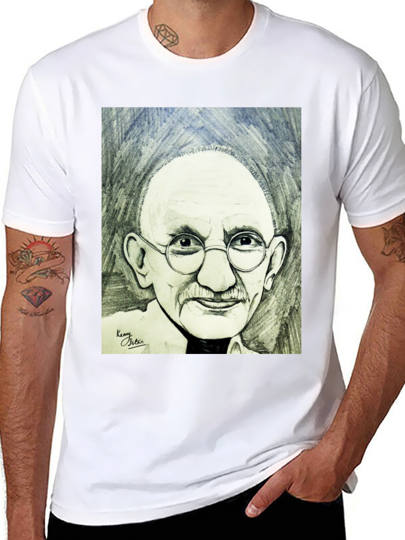 Gandhi Portrait Graphic T-Shirt - Black Cotton Tee