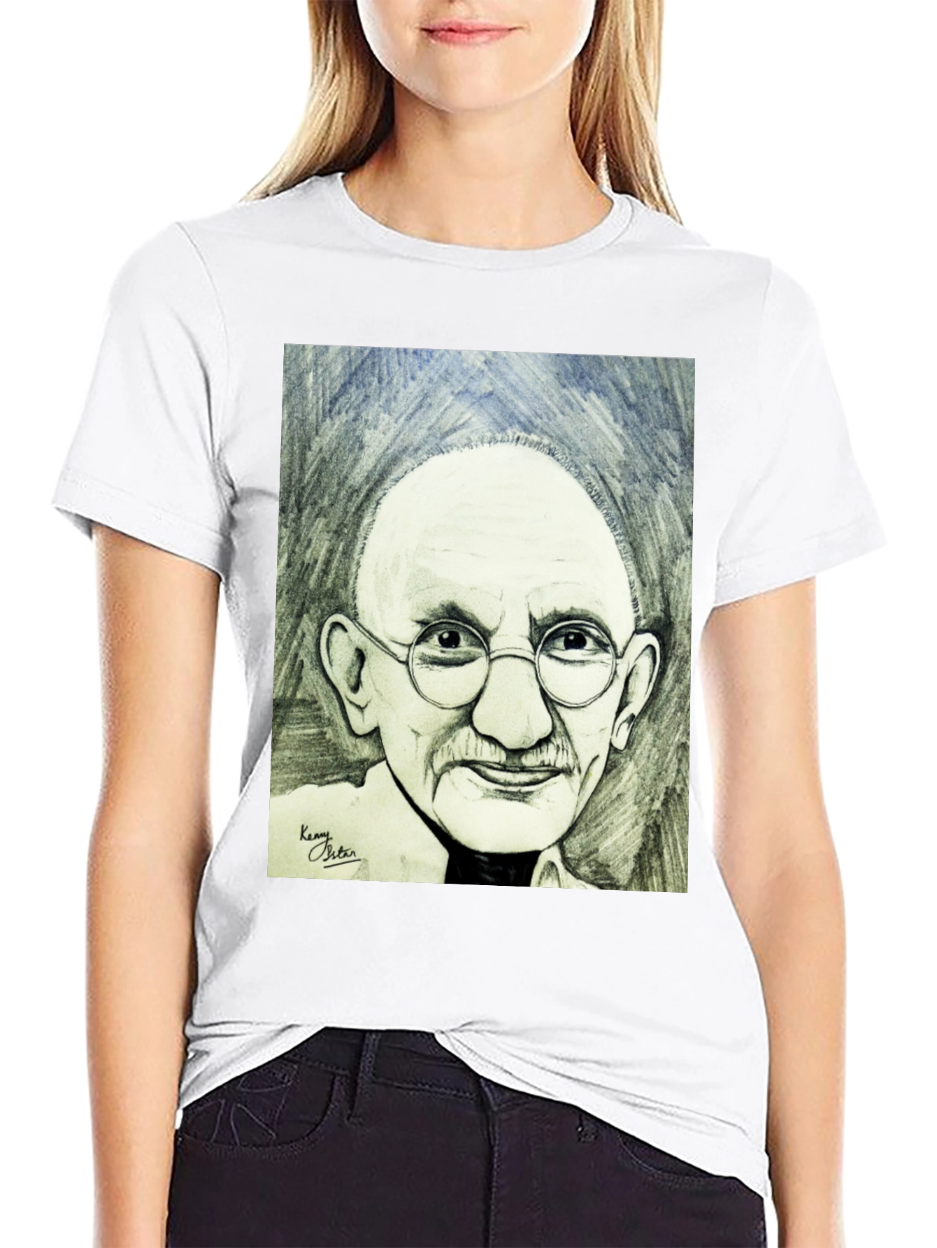 Gandhi Portrait Graphic T-Shirt - Black Cotton Tee