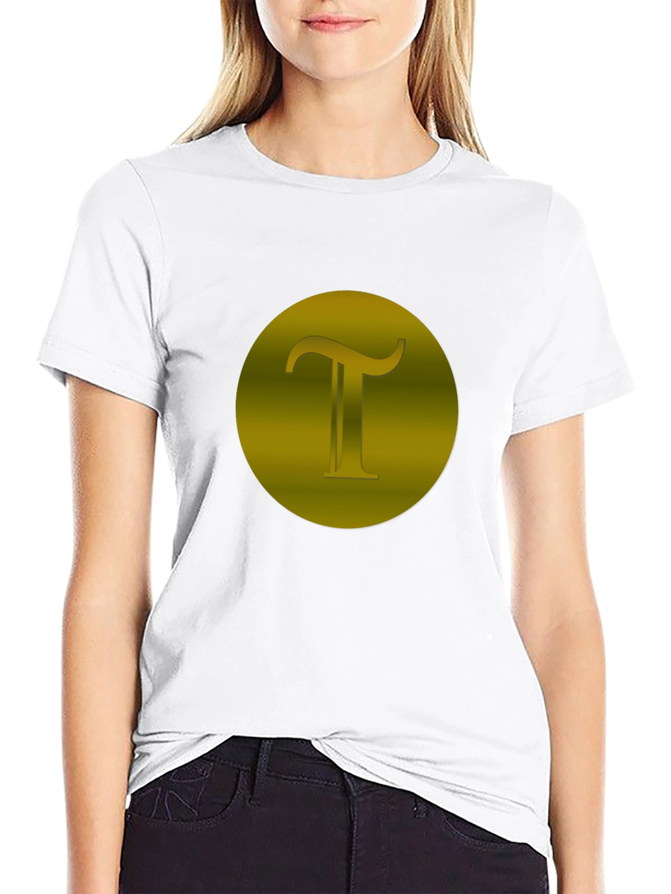 Modern Black T-Shirt with Gold Pi Symbol