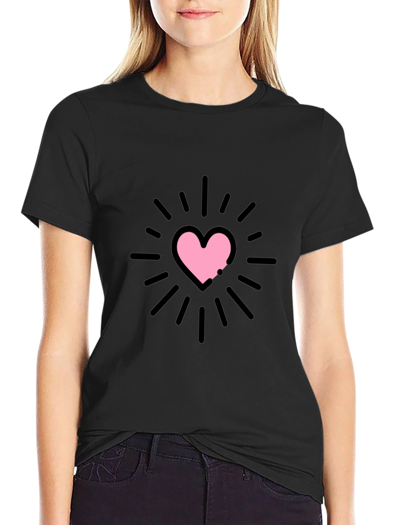 Heart Burst Graphic Tee - Black Unisex T-Shirt