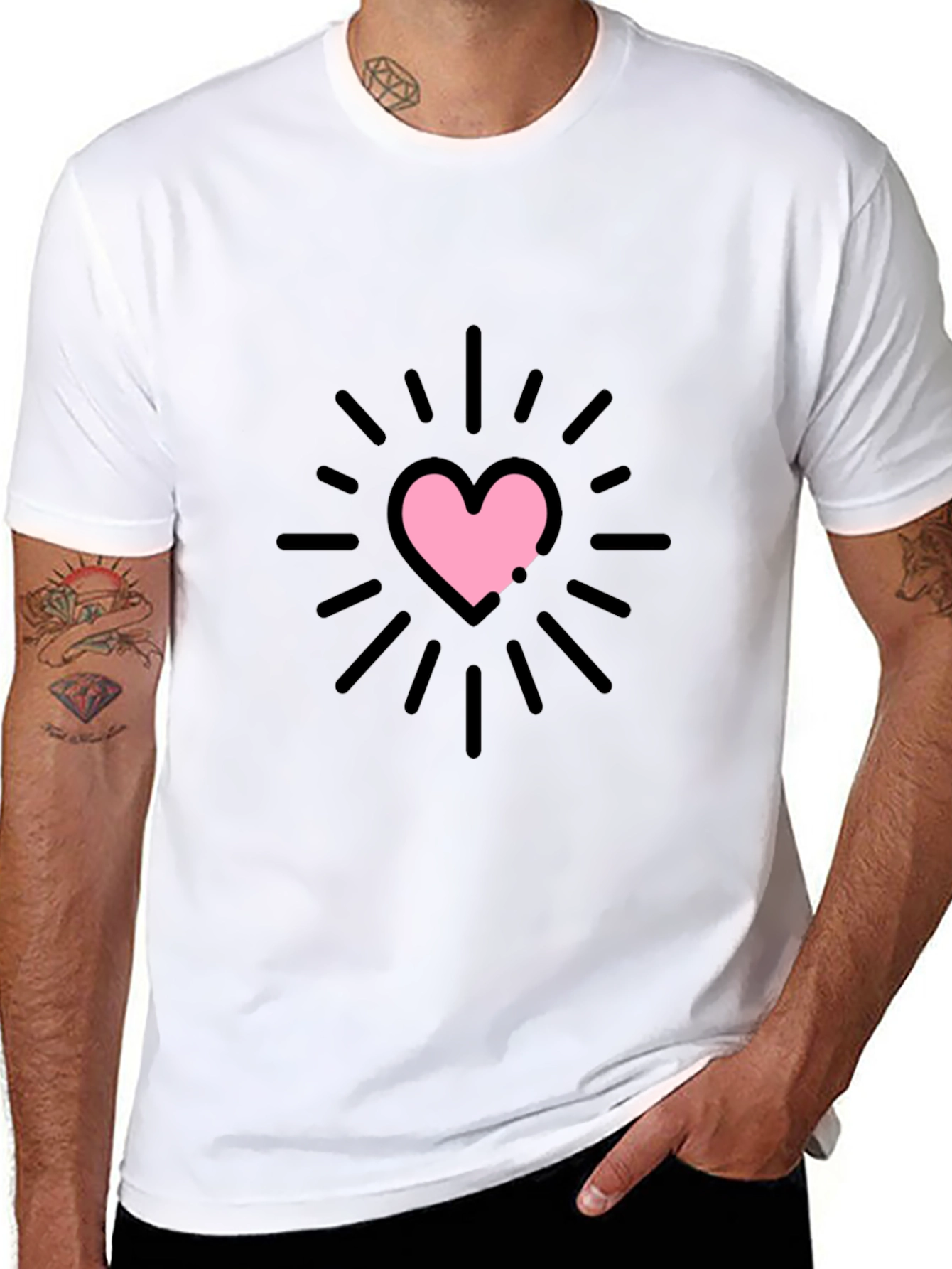 Heart Burst Graphic Tee - Black Unisex T-Shirt