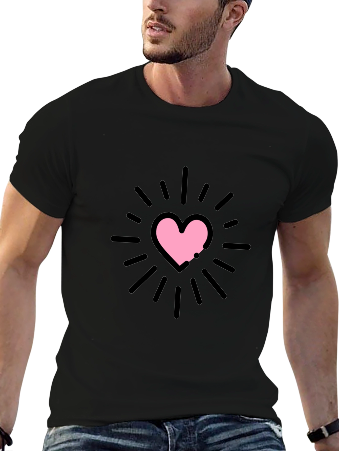 Heart Burst Graphic Tee - Black Unisex T-Shirt