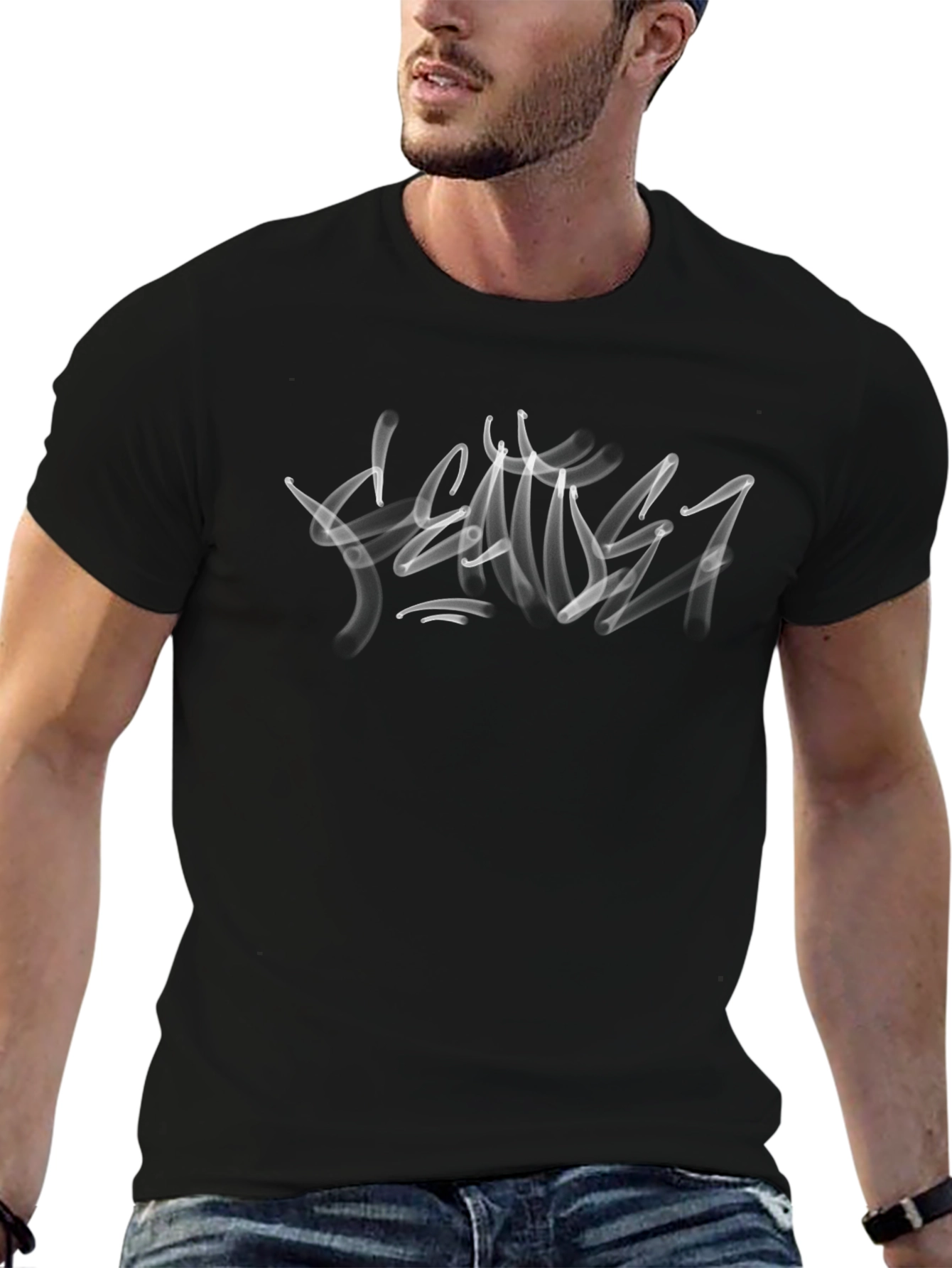 Modern Smoke Art Black T-Shirt