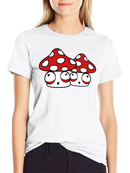 Funky Mushroom Graphic Tee - Black Cotton Blend