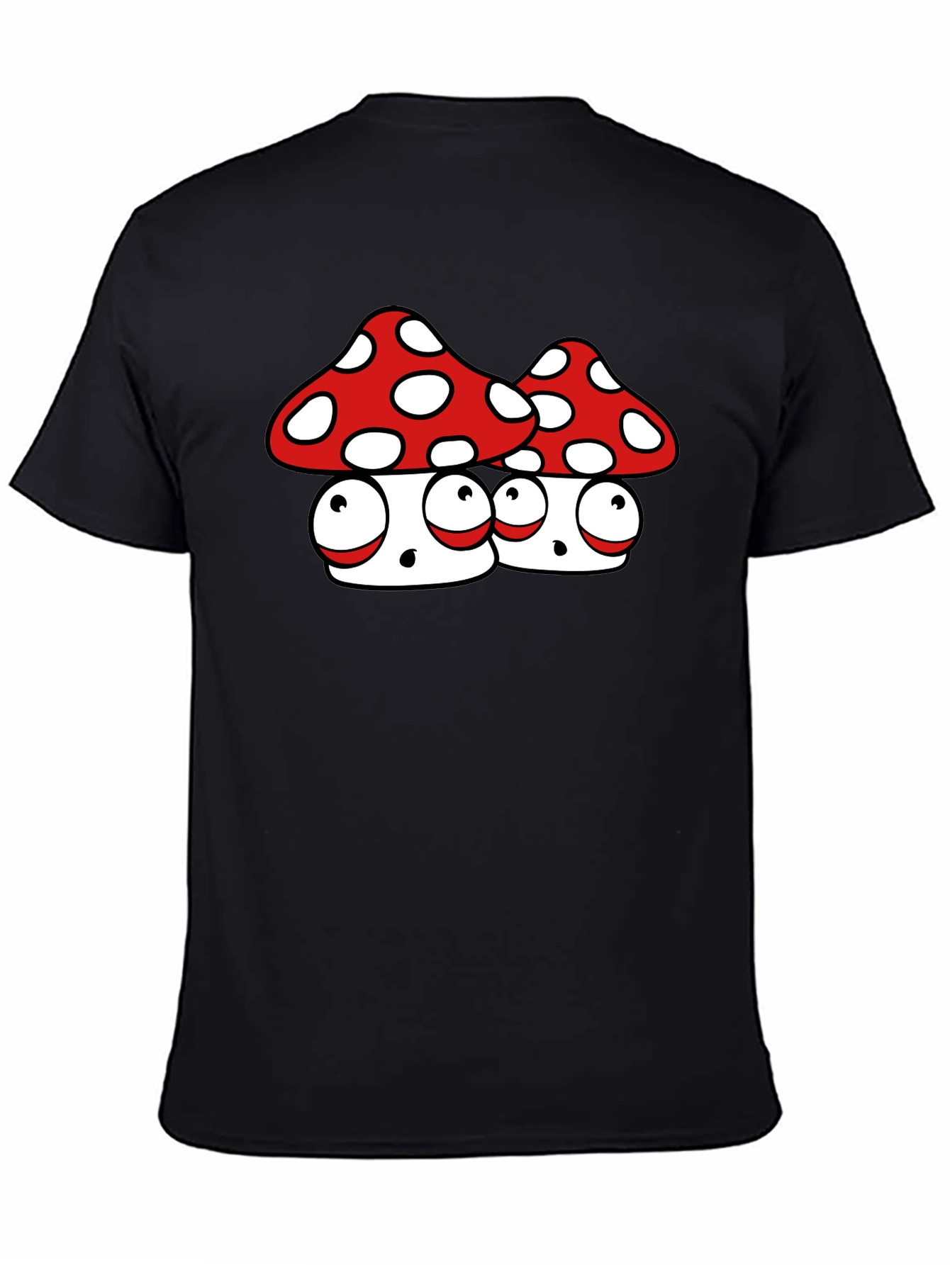 Funky Mushroom Graphic Tee - Black Cotton Blend