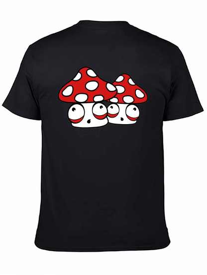 Funky Mushroom Graphic Tee - Black Cotton Blend