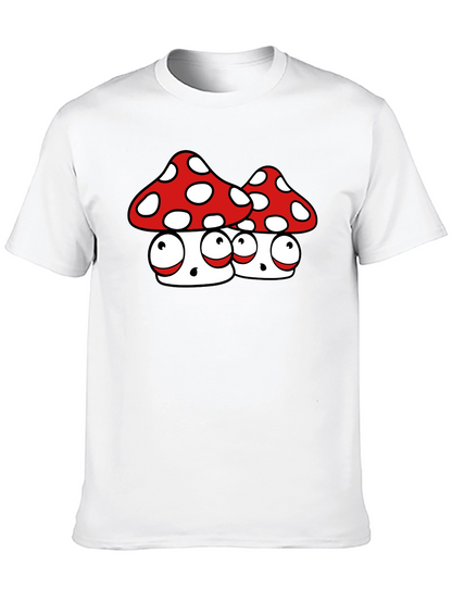 Funky Mushroom Graphic Tee - Black Cotton Blend