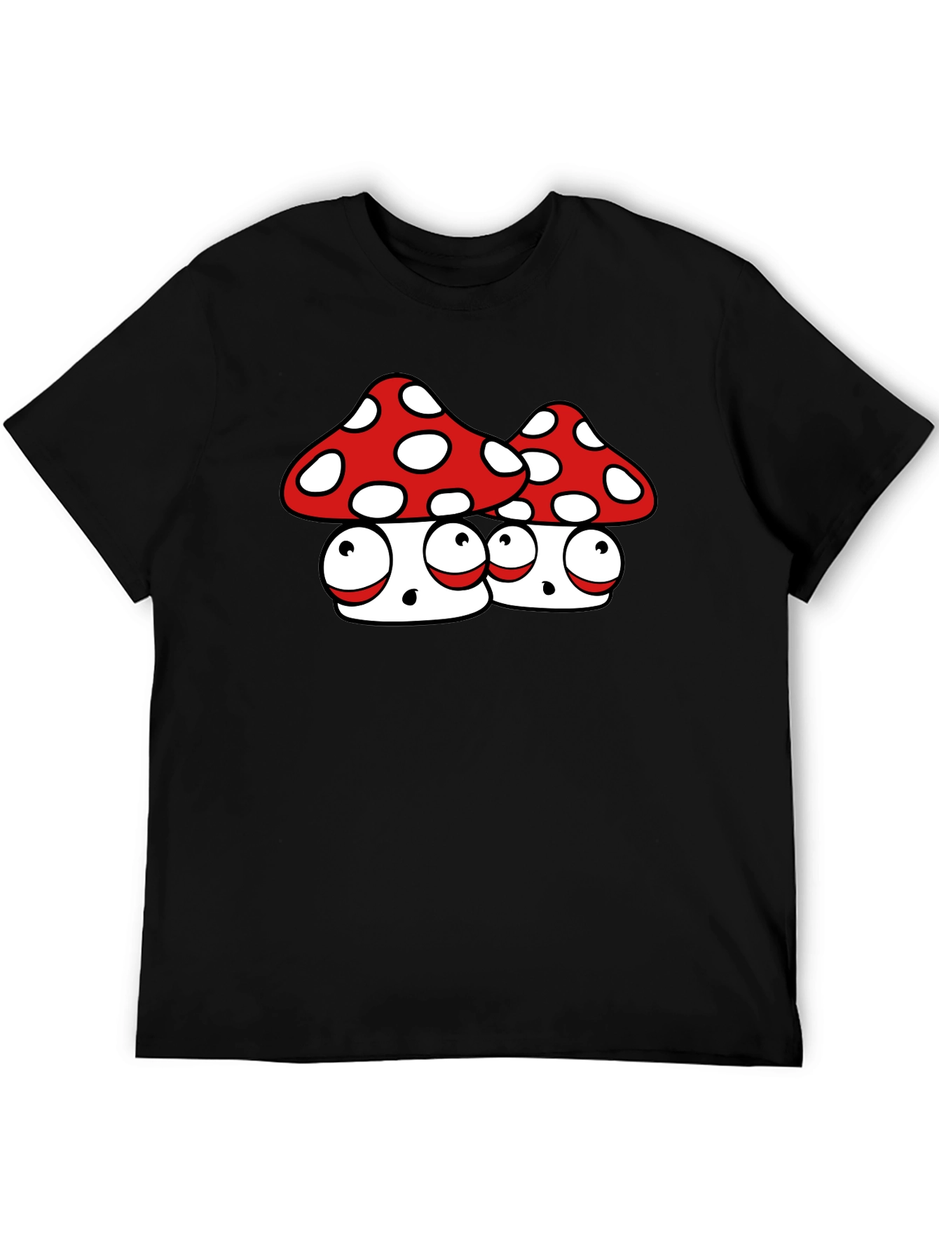 Funky Mushroom Graphic Tee - Black Cotton Blend