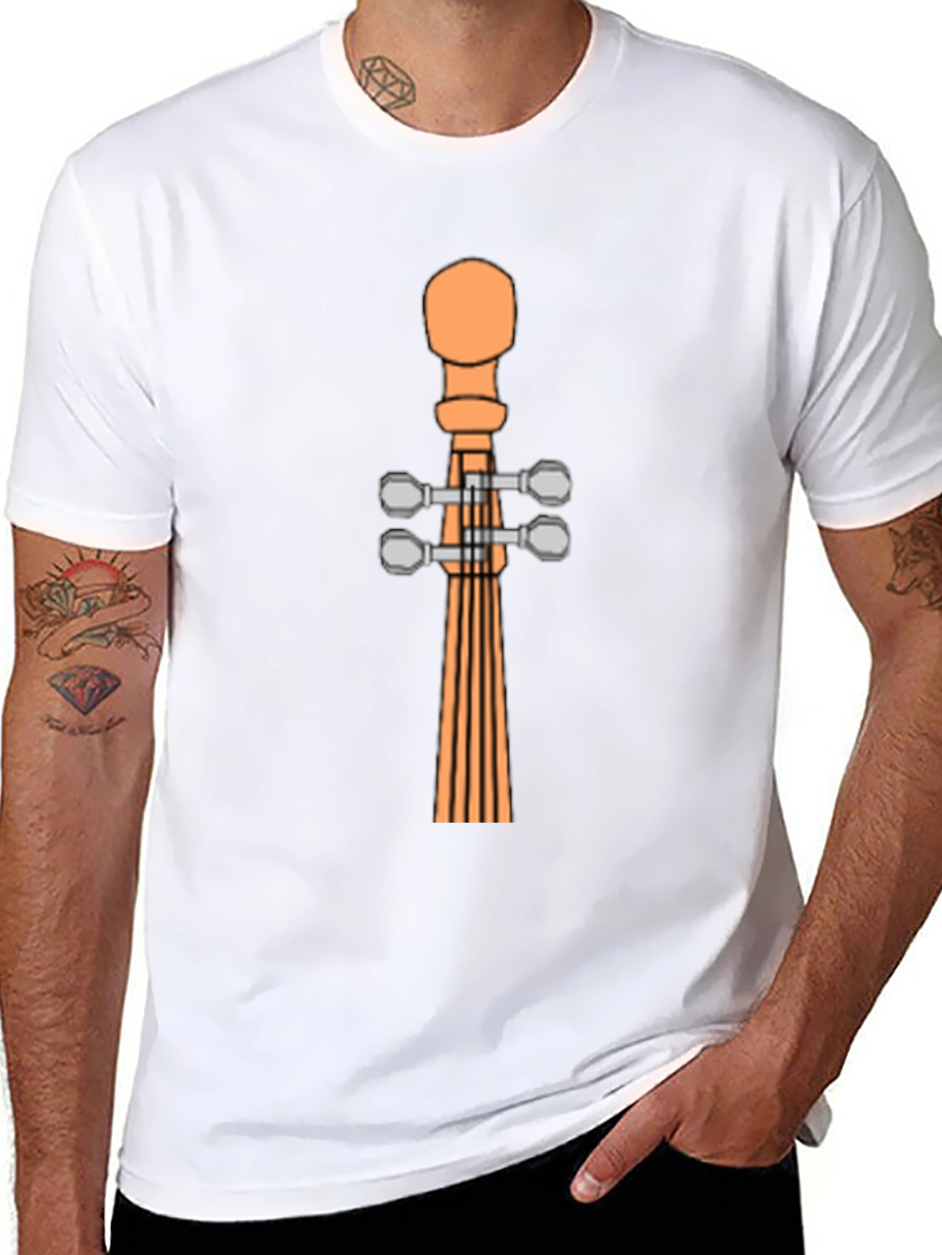 Violin Scroll Headstock Graphic Tee - Black