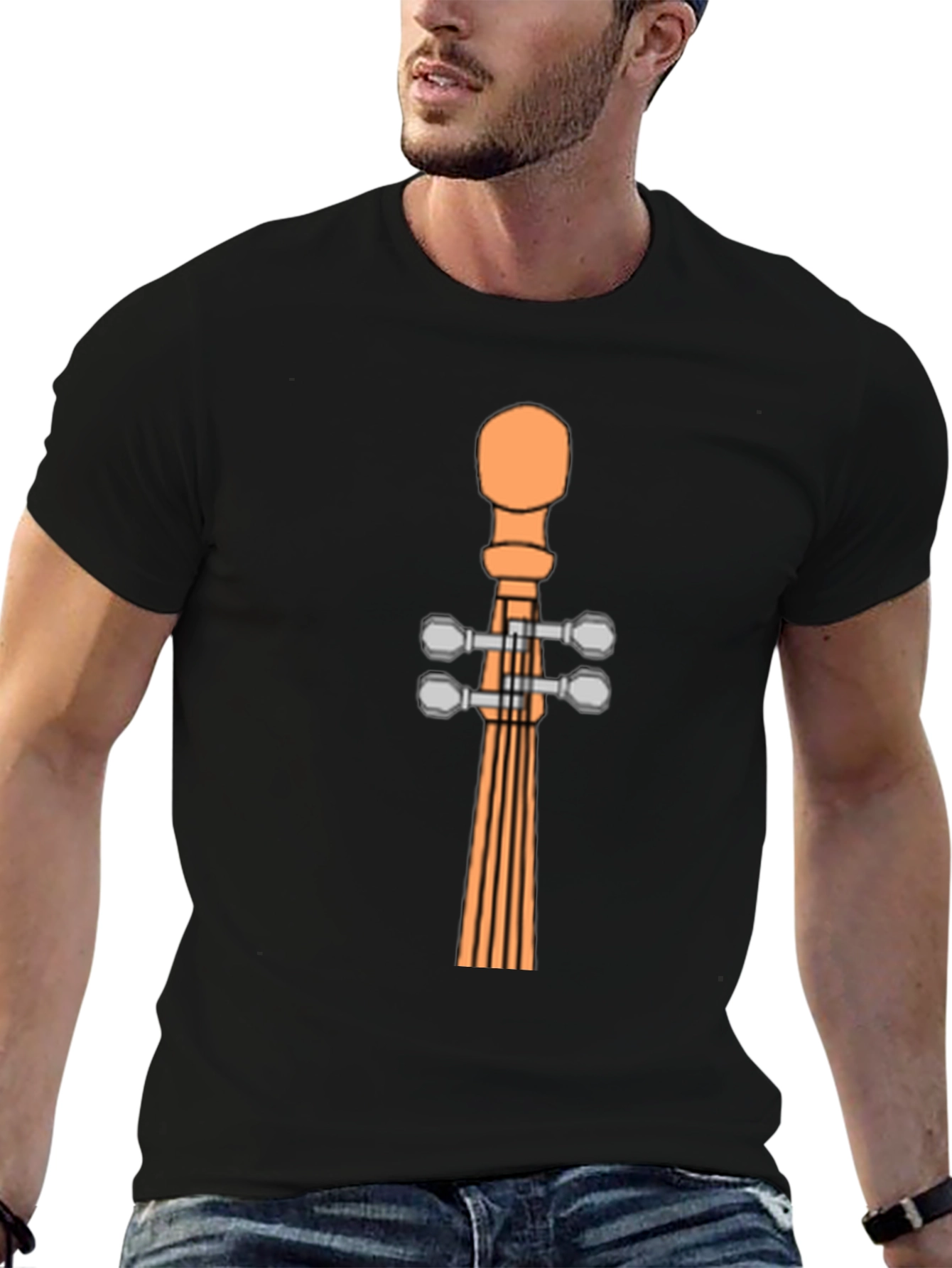 Violin Scroll Headstock Graphic Tee - Black