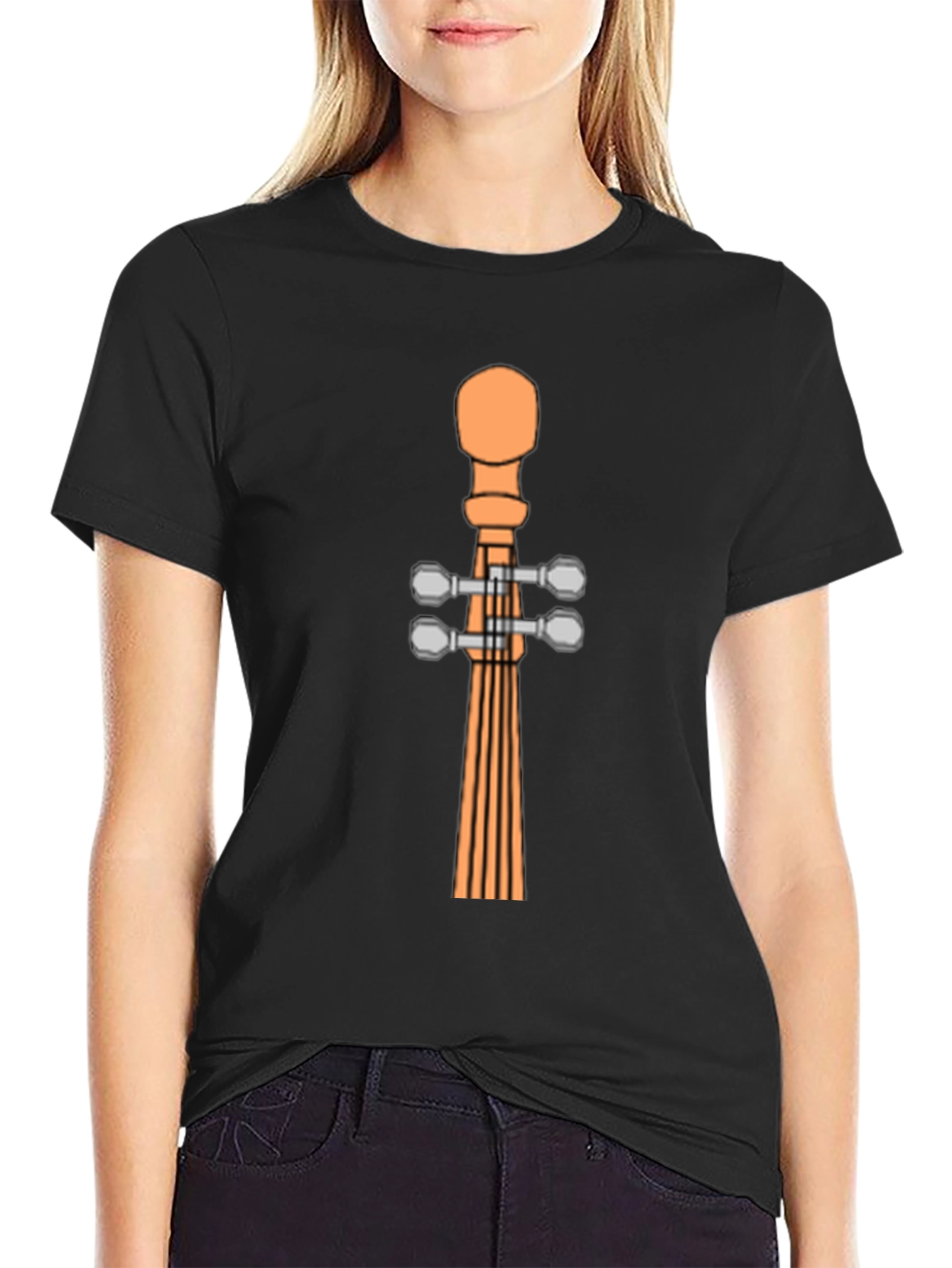 Violin Scroll Headstock Graphic Tee - Black