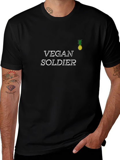 Vegan Soldier Black Graphic T-Shirt