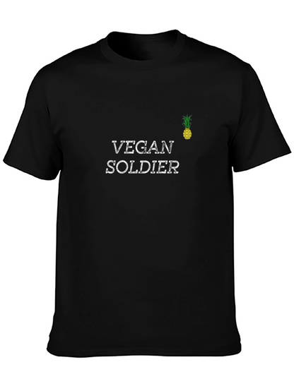 Vegan Soldier Black Graphic T-Shirt