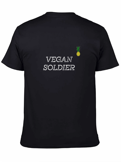 Vegan Soldier Black Graphic T-Shirt