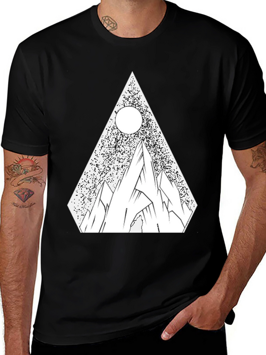 Geometric Mountain T-Shirt - Black